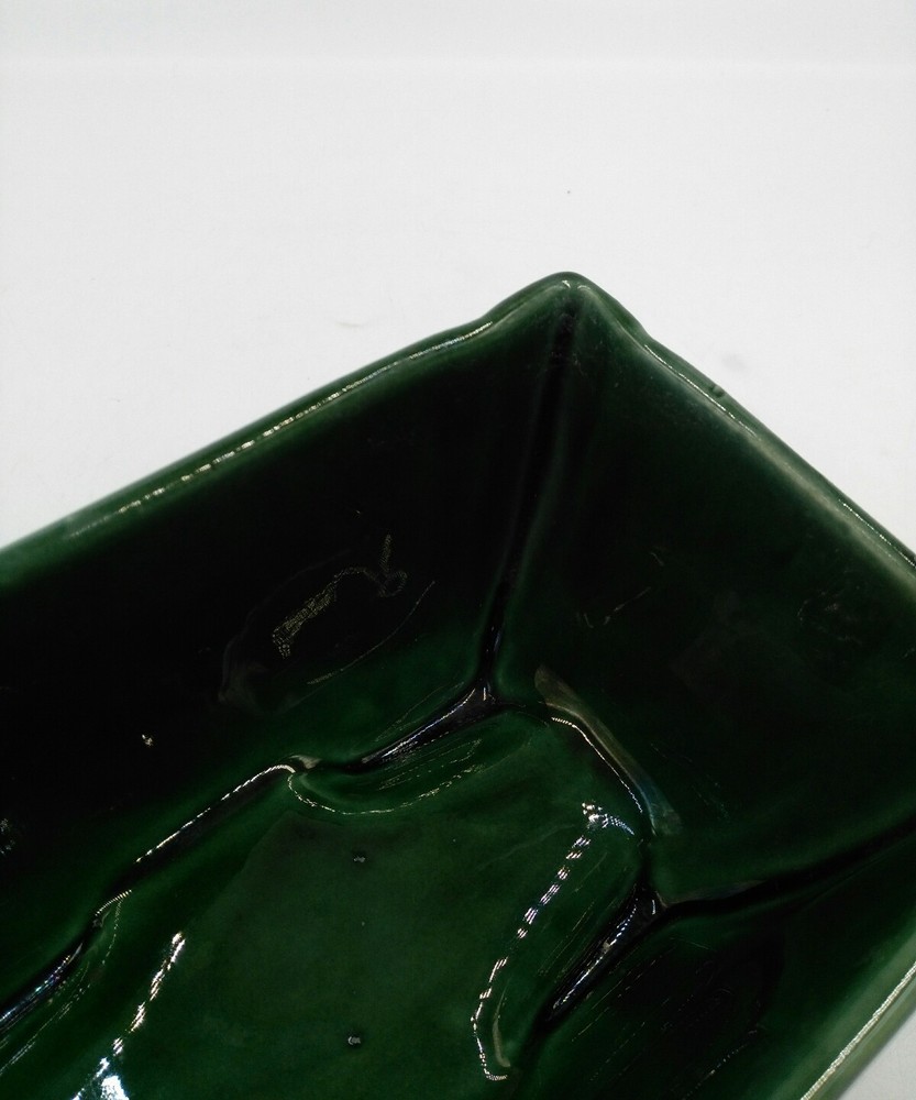 Green Vintage Leaf Design 76-USA Marked Art Pottery Rectangular Planter