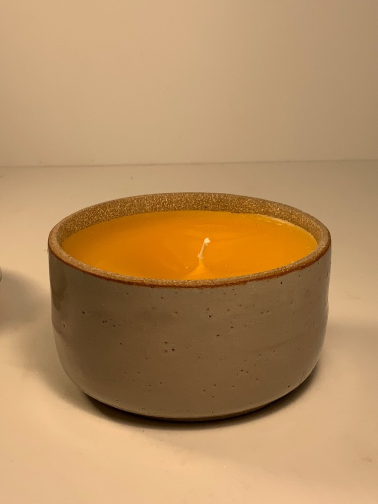 Rooster Art Pottery Box Candle Signed 4 in.