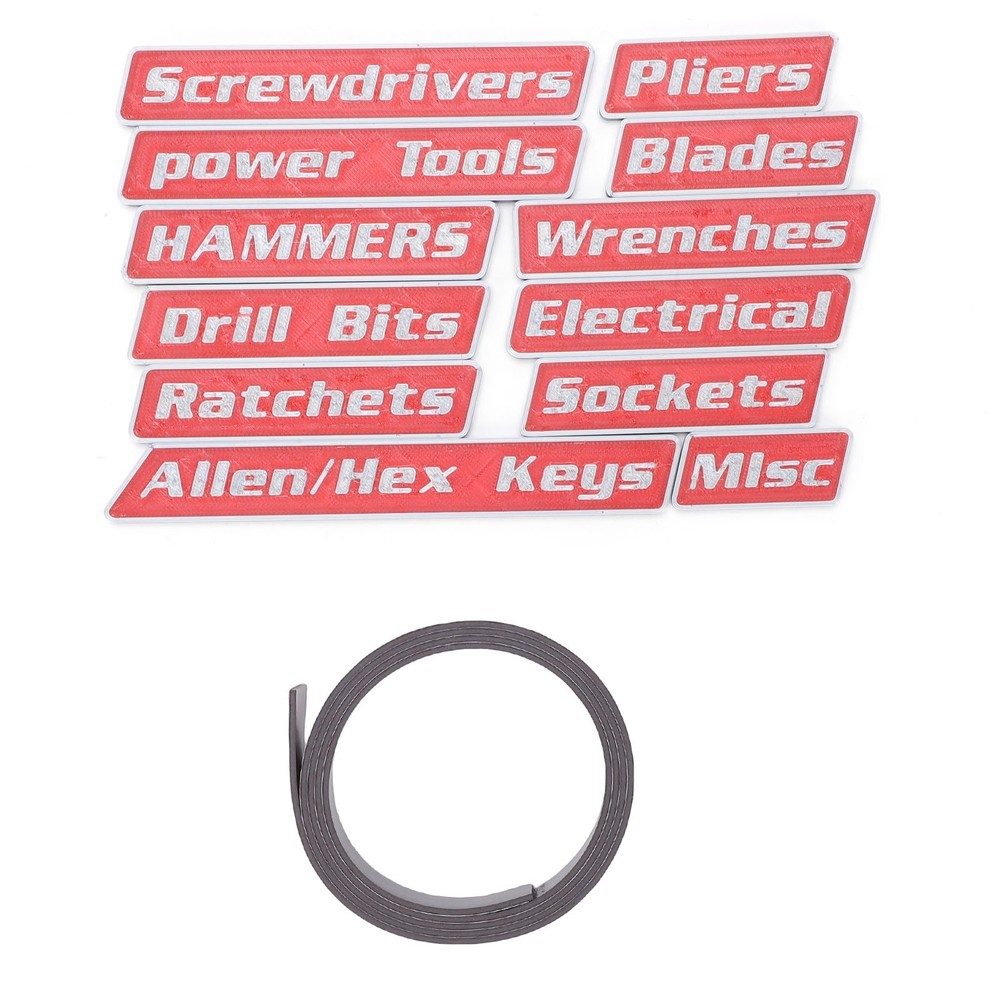 3-12pcs Magnetic Toolbox Labels Reusable 3D Printed Toolbox Drawer Tags Red