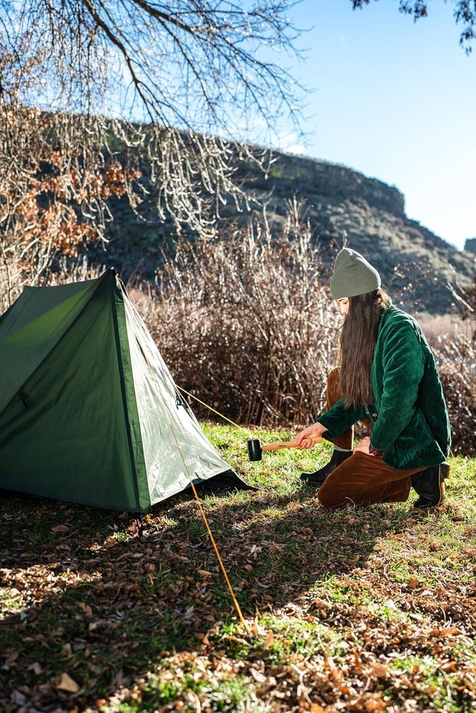Lightweight 2-Person Camping Tent - Easy Setup A-Frame Design in Eagle Green