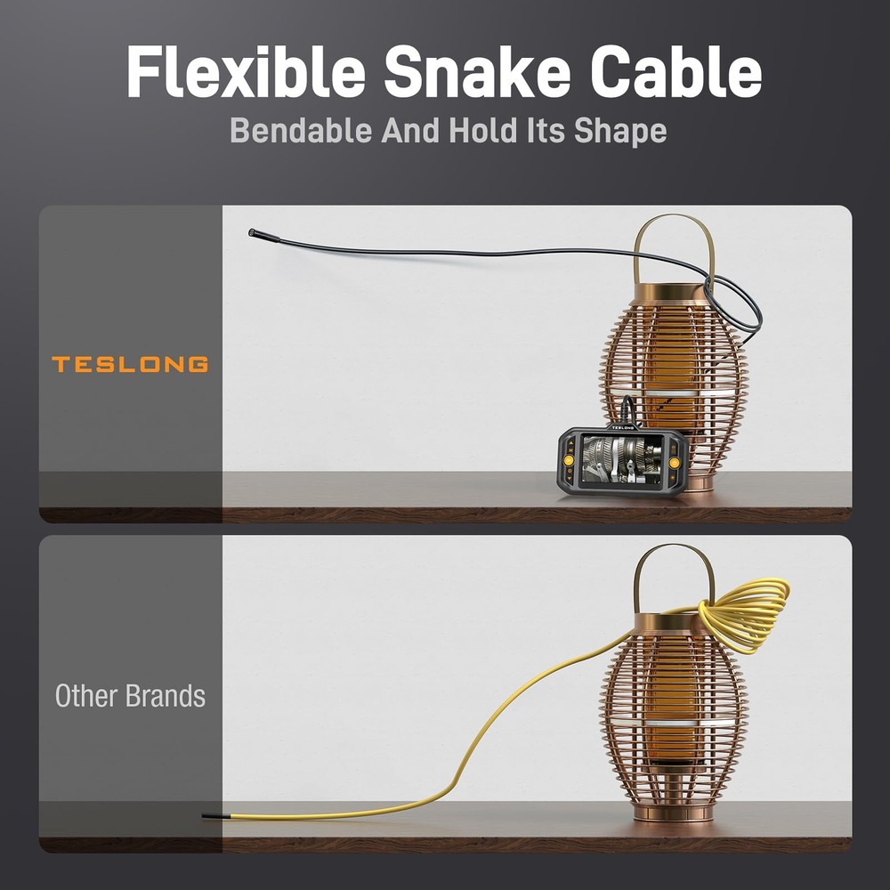 Teslong Endoscope Borescope with Light, Snake Inspection Camera for black