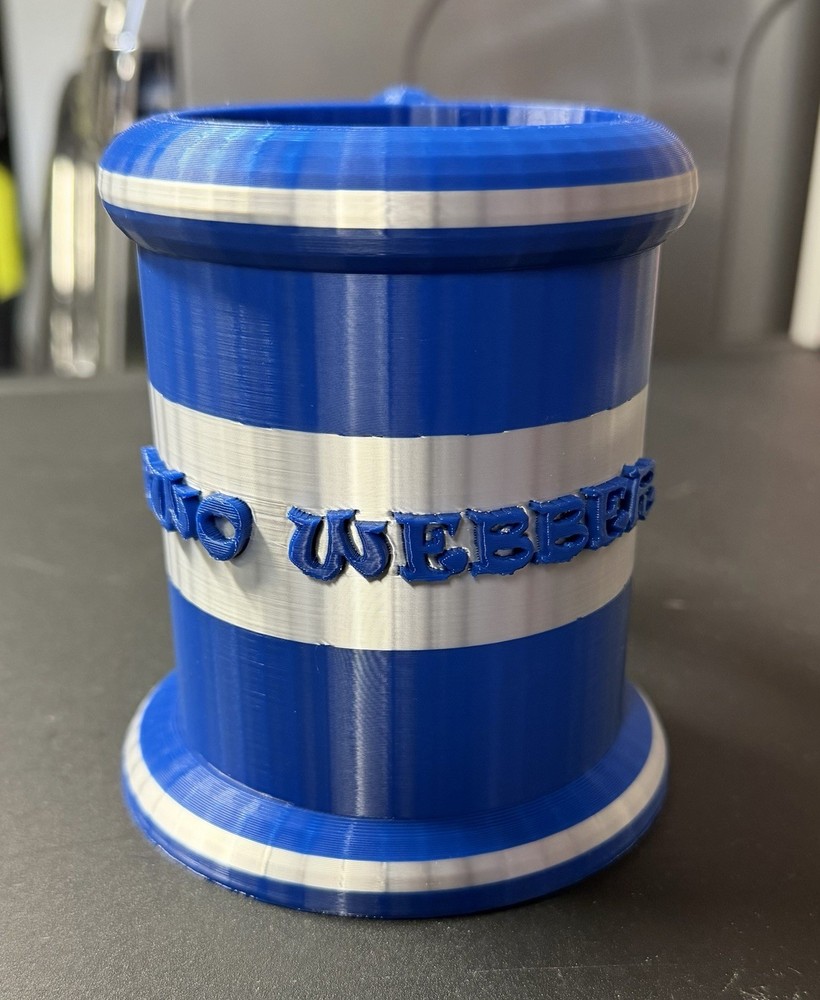 Personalized USCG Warrant Officer drink holder with handle.