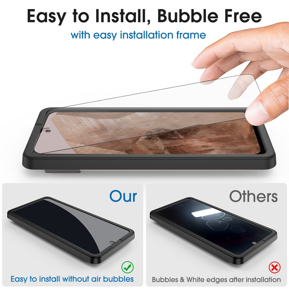 amFilm for Google Pixel 8A Screen Protector Tempered Glass（3+1 Pack）