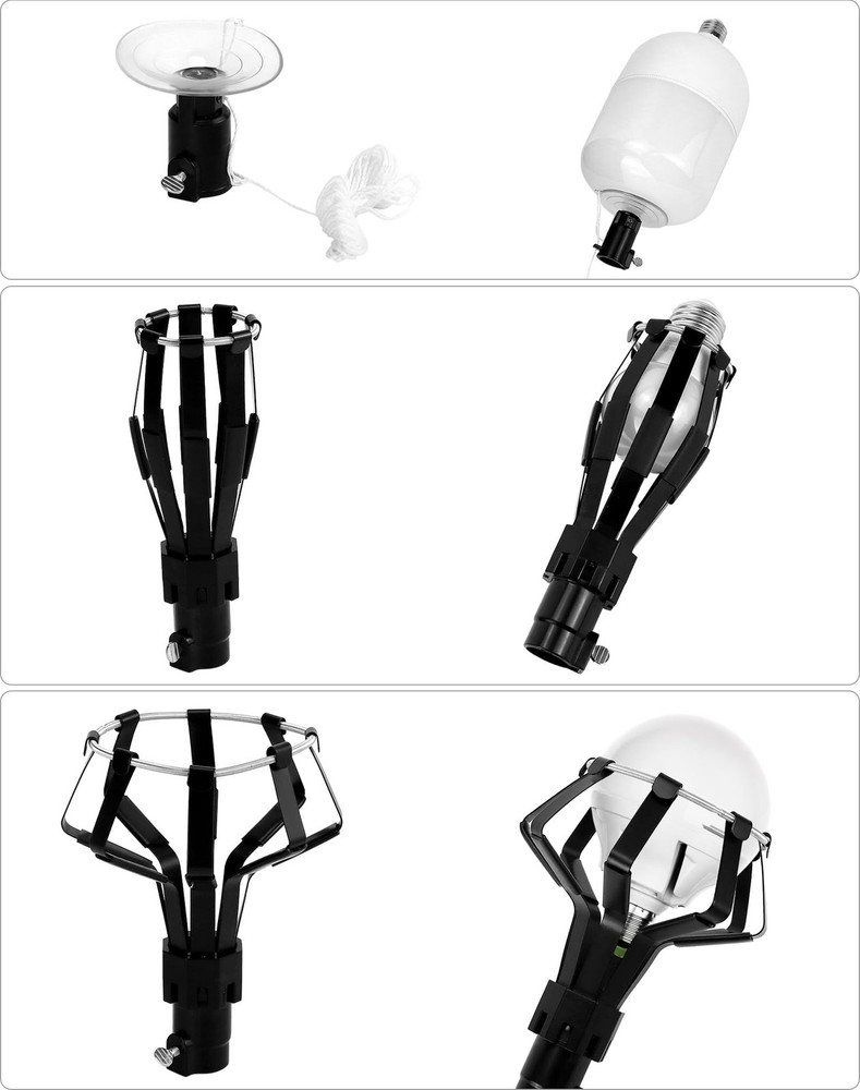 QWORK Professional Light Bulb Changer Kit - 3 Piece Set - Extension Black