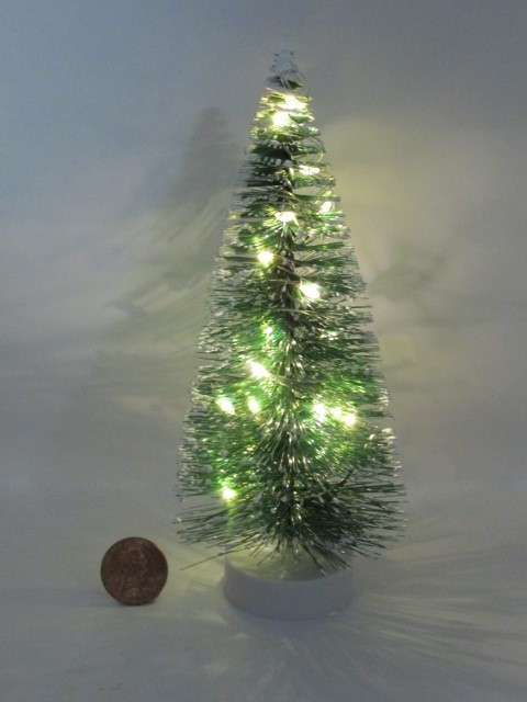 Dollhouse Miniature 6" Christmas Tree White Lights Solid/Blinking w/Battery 9989
