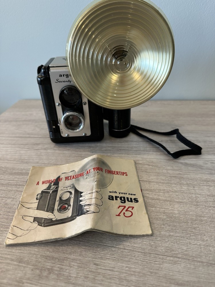 Vintage Argus Seventy-Five Camera With Strap & Flash Attachment Untested