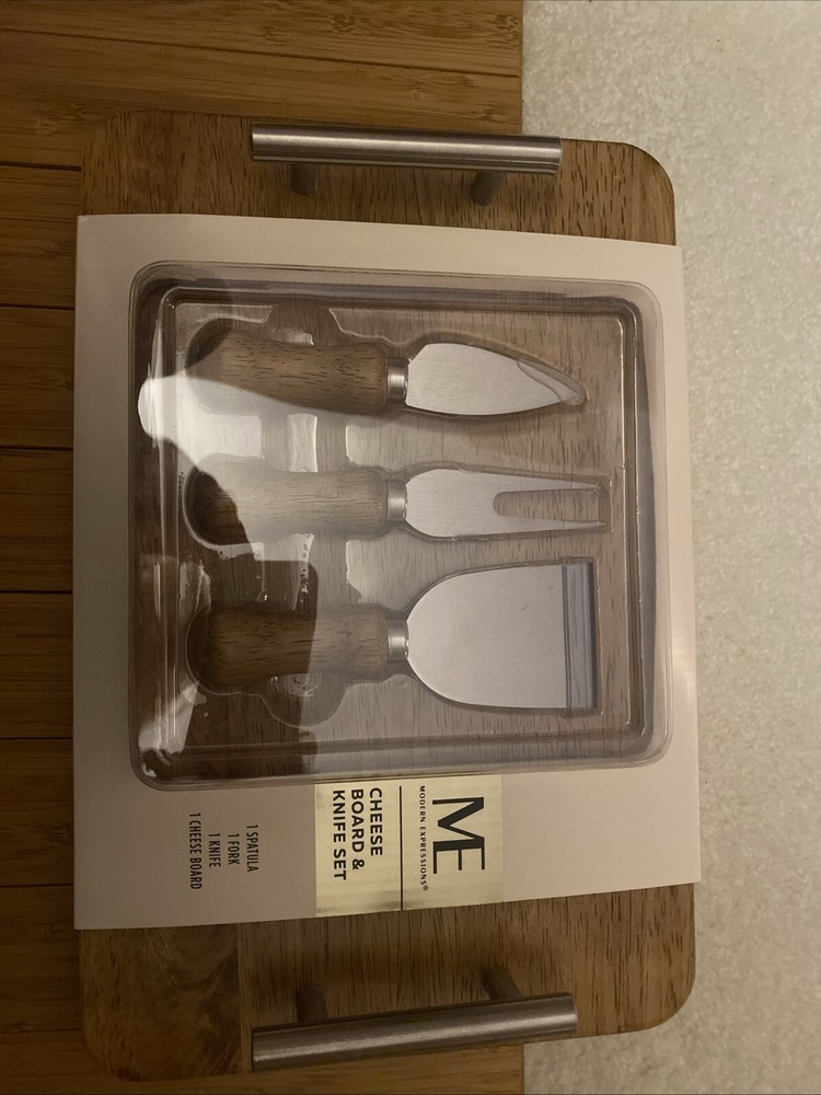 Cheese Board And Knife Set Modern Expressions Wooden