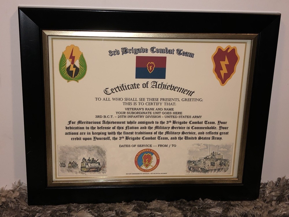 3RD B.C.T. / 25TH INFANTRY DIVISION (COMMEMORATIVE CERTIFICATE)
