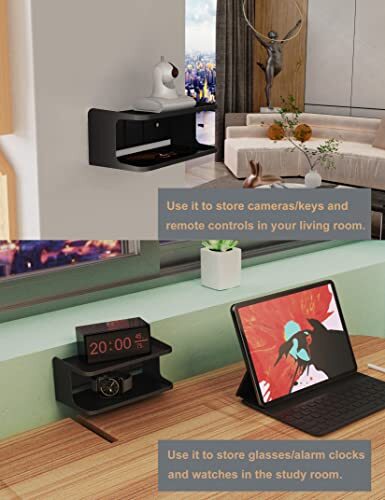NOTMBESTM Bedside Wall Shelf Organizer Small Mount Black
