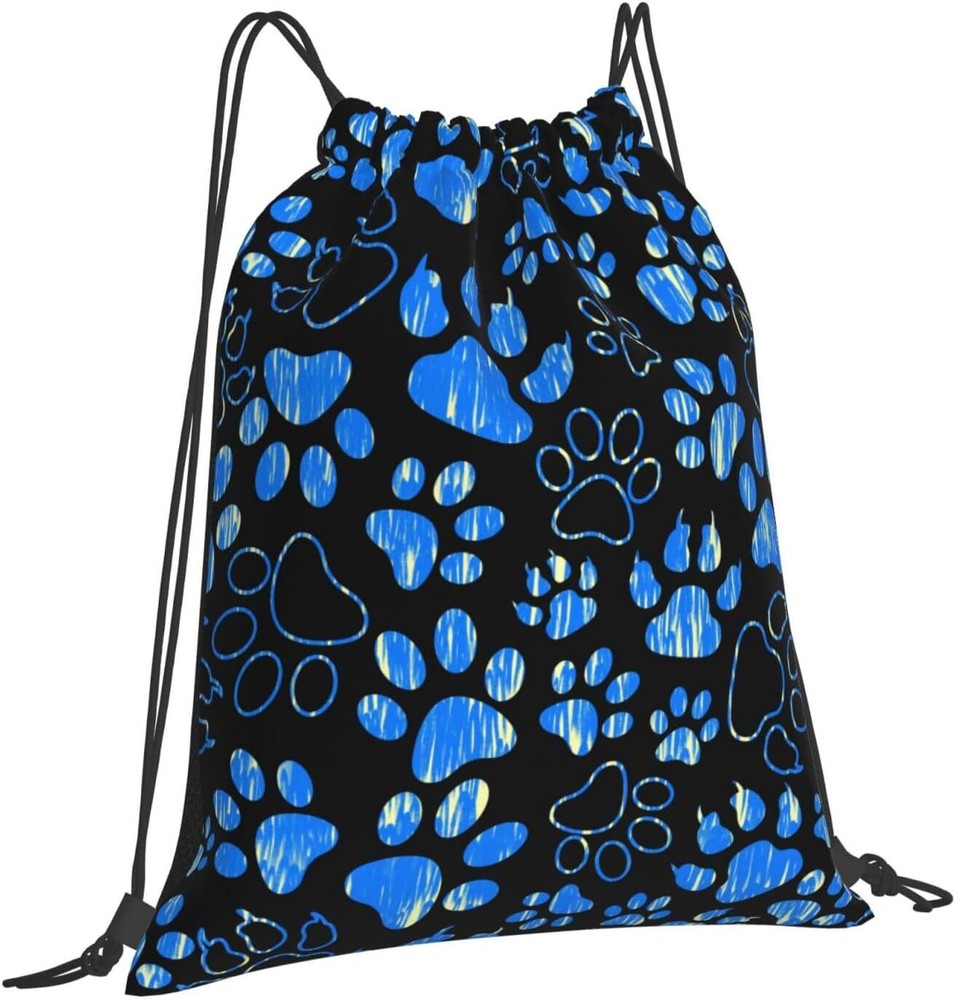 Paw Print Drawstring Gym Bag Backpack Foldable One Size, Dog
