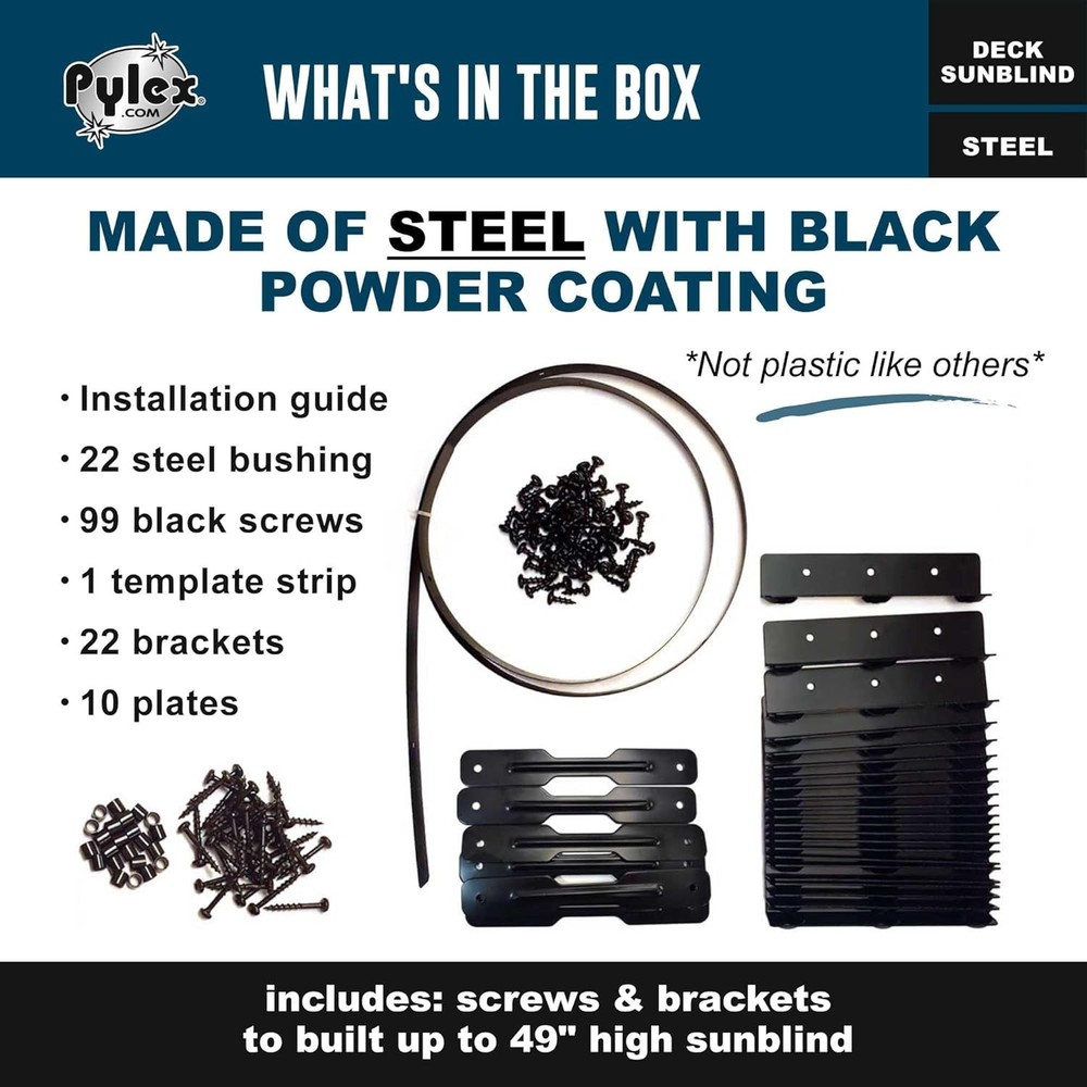 Deck Sunblind System Louver Bracket Kit, Black Steel Shutter Hardware for 48"
