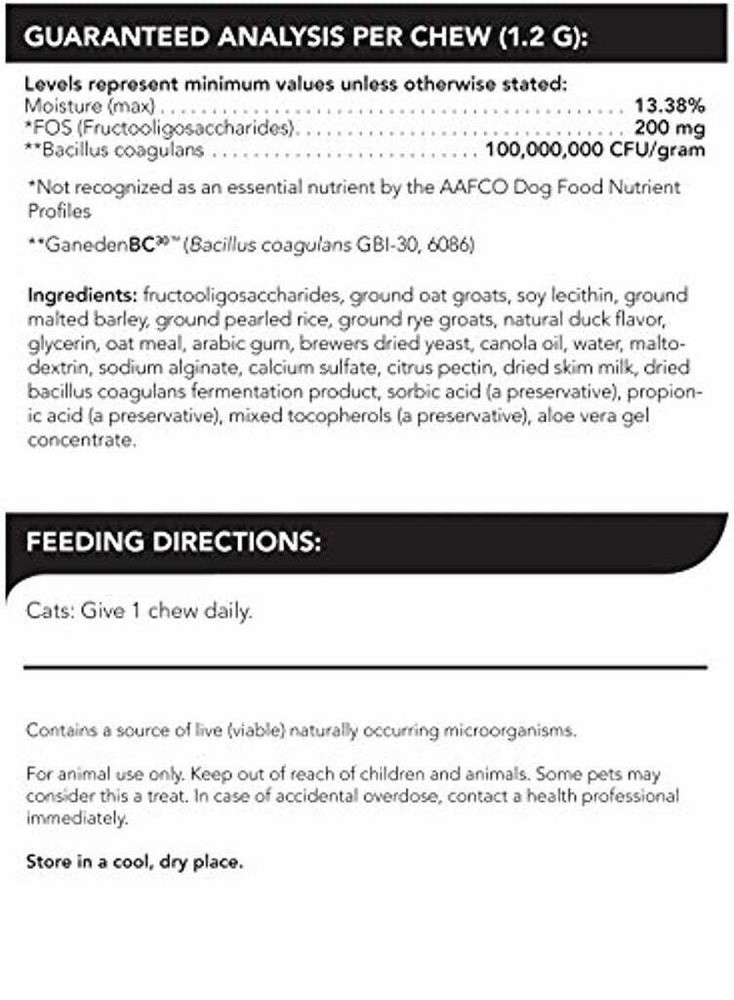 VetriScience Probiotic Everyday for Cats, Digestive Support Supplement (60Chews)