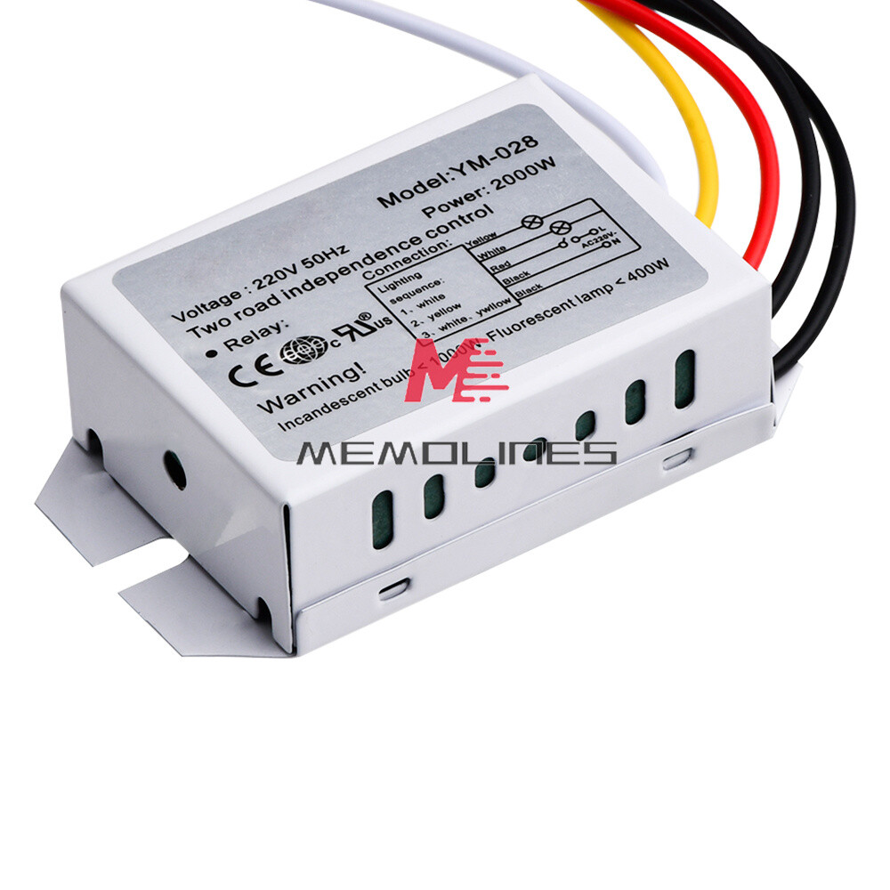 220V 2Way 3-Section 1000W Section Switch for Ceiling Light Independence Control