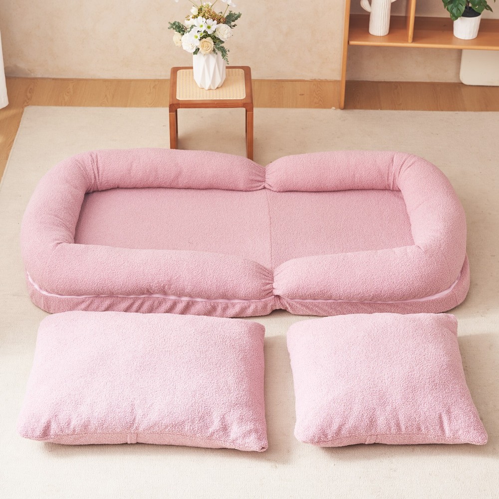 Triple Fold Down Sofa Bed,PINK