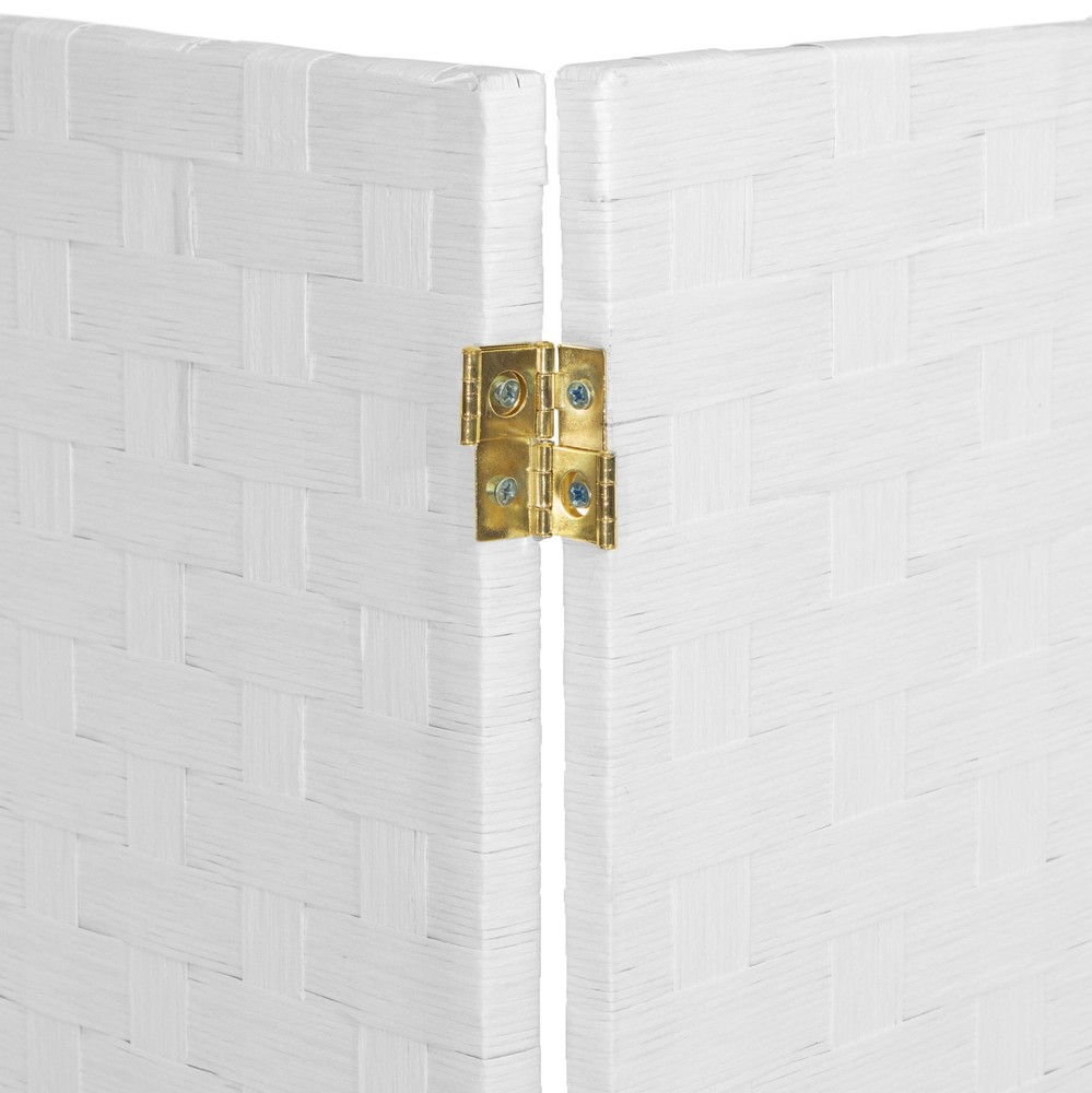 2 ft. Short Woven Fiber Folding Screen - 6 Panel - White