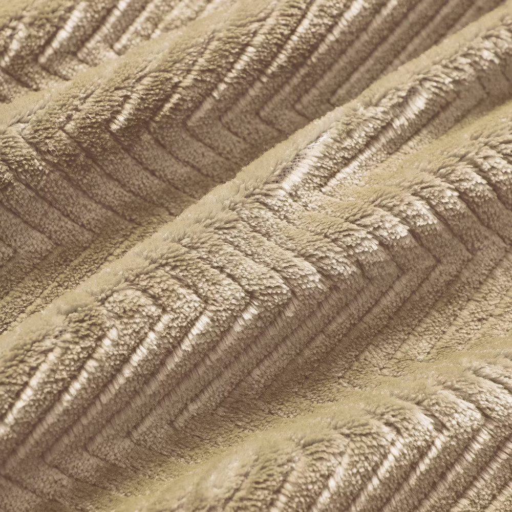Brookstone Twin Heated Micro Herringbone Blanket Taupe