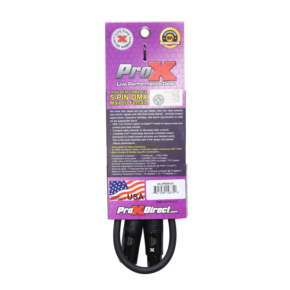 16 DMX Cables 5 Pin 3 ft High Performance Data DJ Stage Lighting Cable by PROX