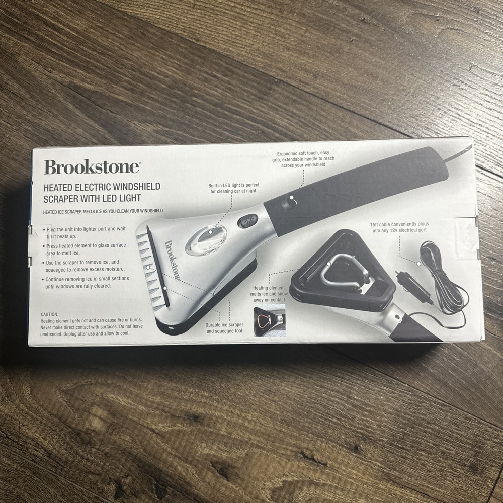 Brookstone Heated Electric Windshield Scraper with LED Light - Snow Ice Melter