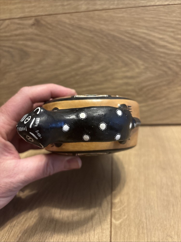 Handcrafted Clay Art From Cusco Peru, Cats Vessel with Handle.