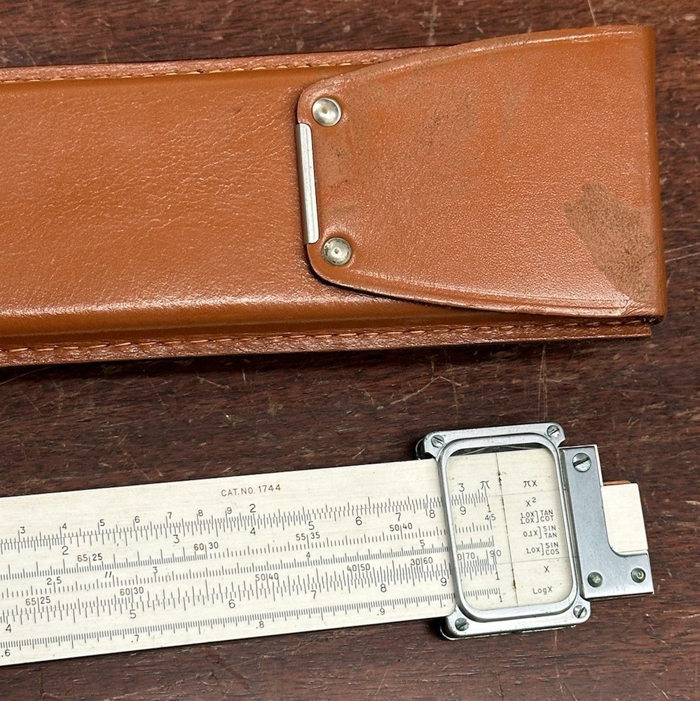VTG Eugene Dietzgen Co Slide Rule Micromatic Vector Type Log With Leather Case