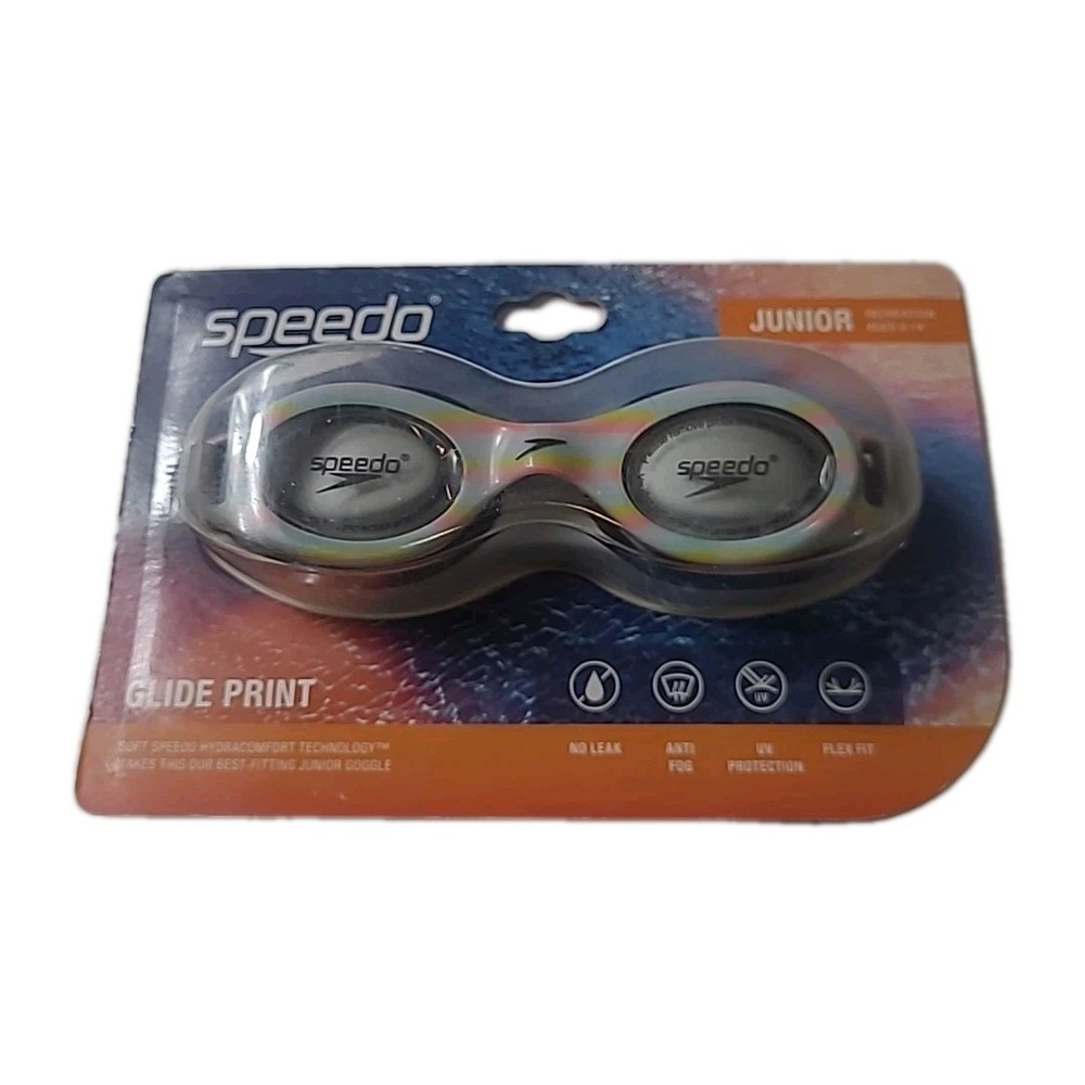 New Speedo Glide Print  Goggles - Junior - BLK/STRIPE
