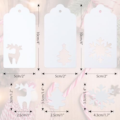 Christmas Gift Tags, 150Pcs Christmas Tags with String, White- Snow, Elk, Tree