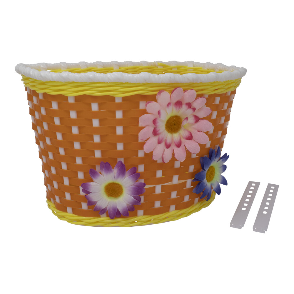 Plastic Weave Basket Orange/White