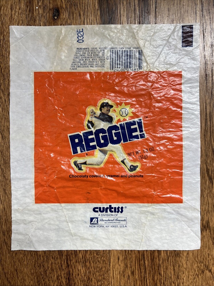 vintage 1970s Reggie Jackson Candy Bar Wrapper - Curtiss
