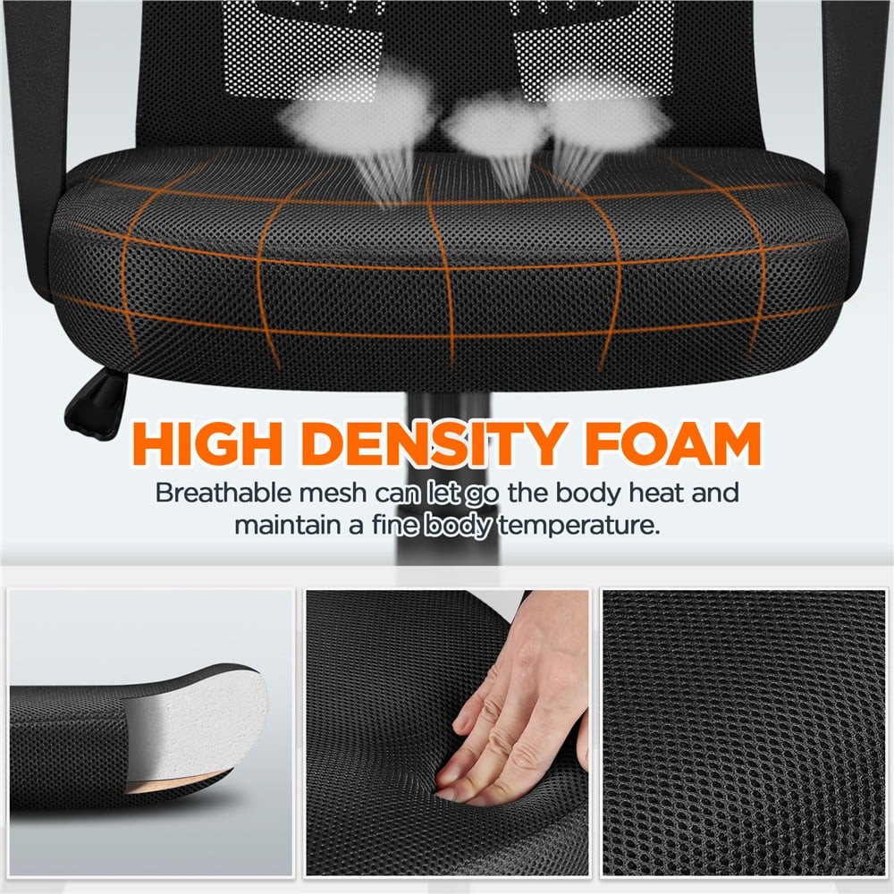 Adjustable Mesh Office Chair Mid Back W/ Wheels Black
