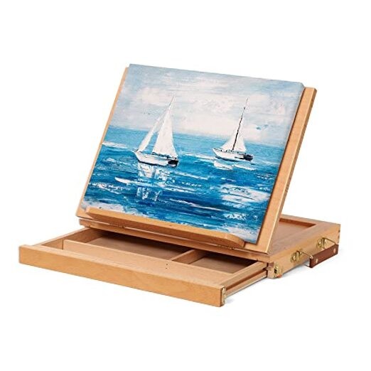 Tabletop Easel with Drawer and Palette, Adjustable Table Sketch Box, Solid