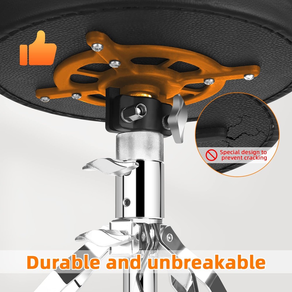 Adjustable Drum Throne Seat with Thick Padding & 5A Drumsticks Included