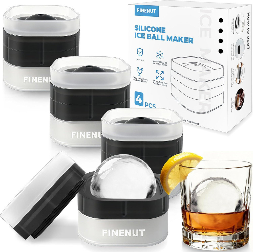 Easy Release Ice Ball Maker Mold, 4 Pack, 2.5 Inch Large round Ice Cube Mold for