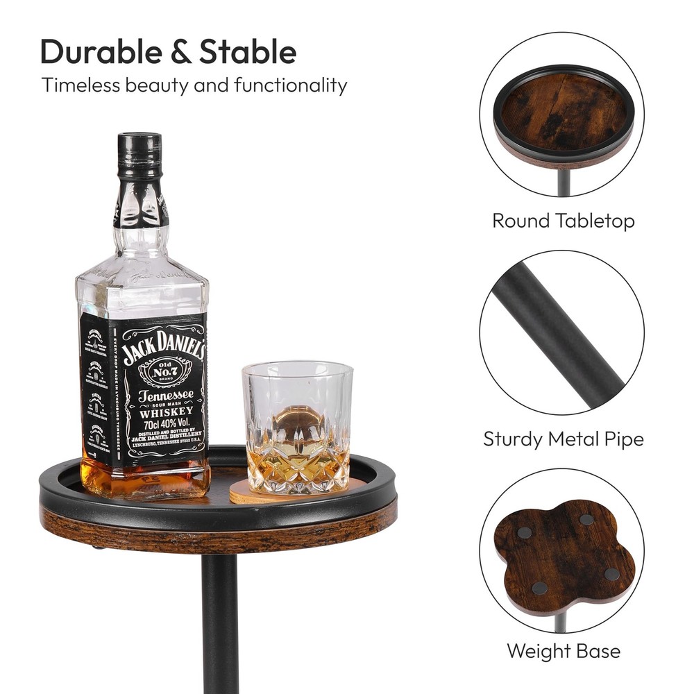 Modern Accent Pedestal Side End Table for Small Spaces – Pedestal End Table w...