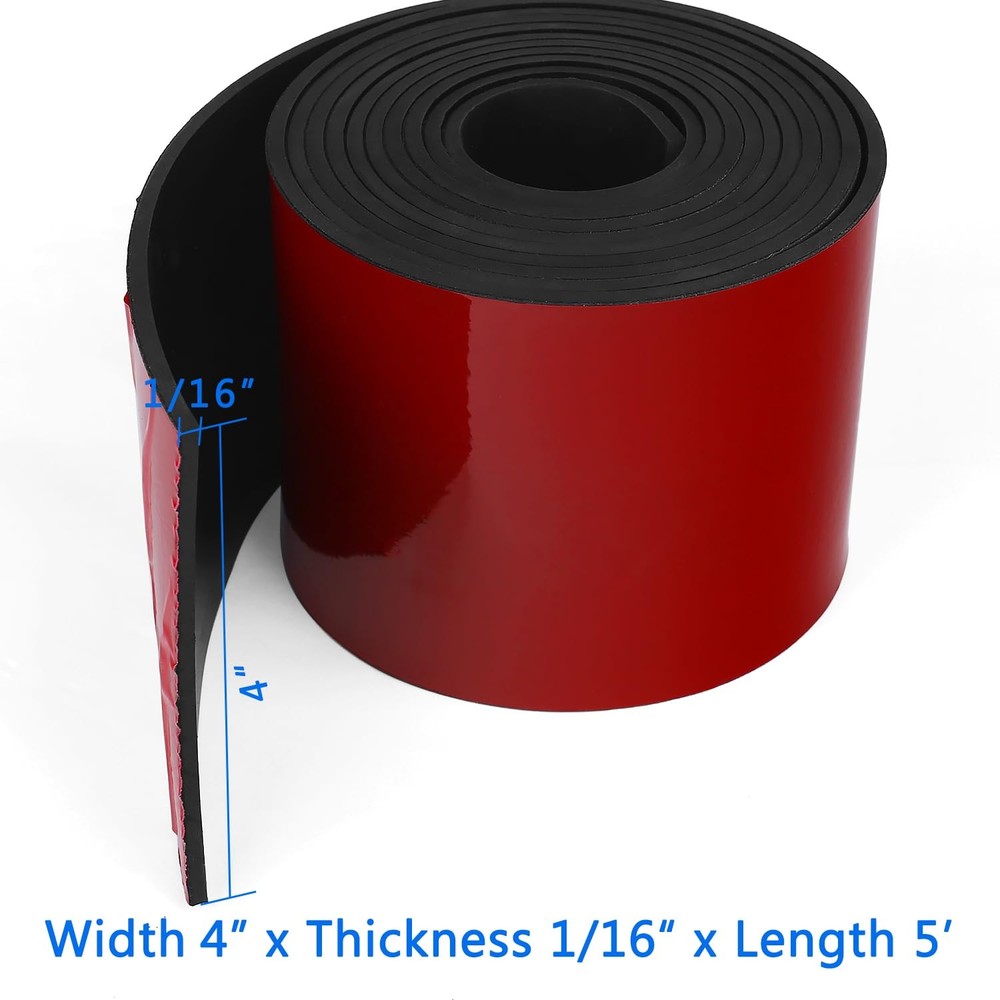 Adhesive Solid Rubber Strips 4" Wide x 1/16" Thick x 60" Long Self Stick Blac...