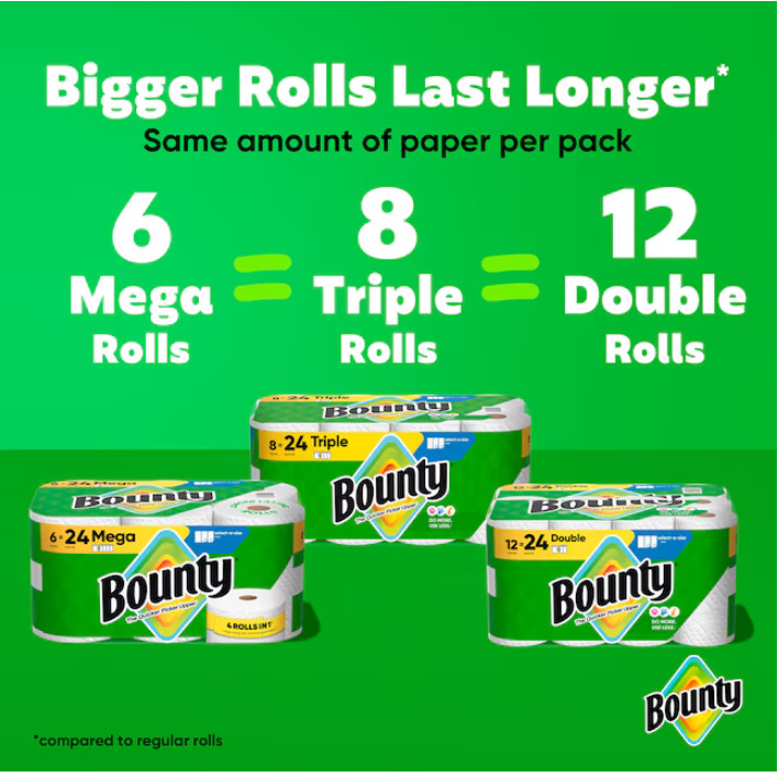 Bounty Double Select-a-Size 12 -Count Select-a-size Paper Towels New