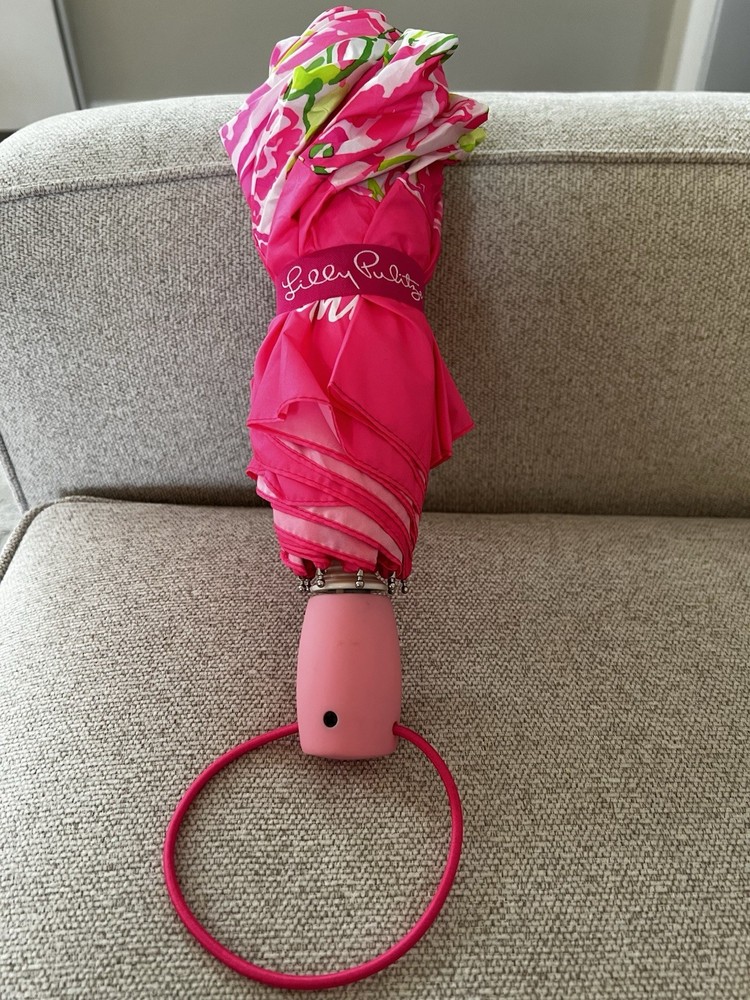 Lilly Pulitzer Folding Travel Umbrella Automatic Open