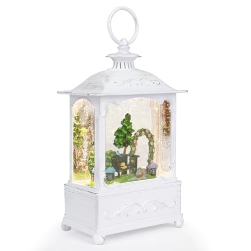 Spring Snow Globe Lantern - Light Up Glitter Water Globe, 6H Timer, USB & Batter