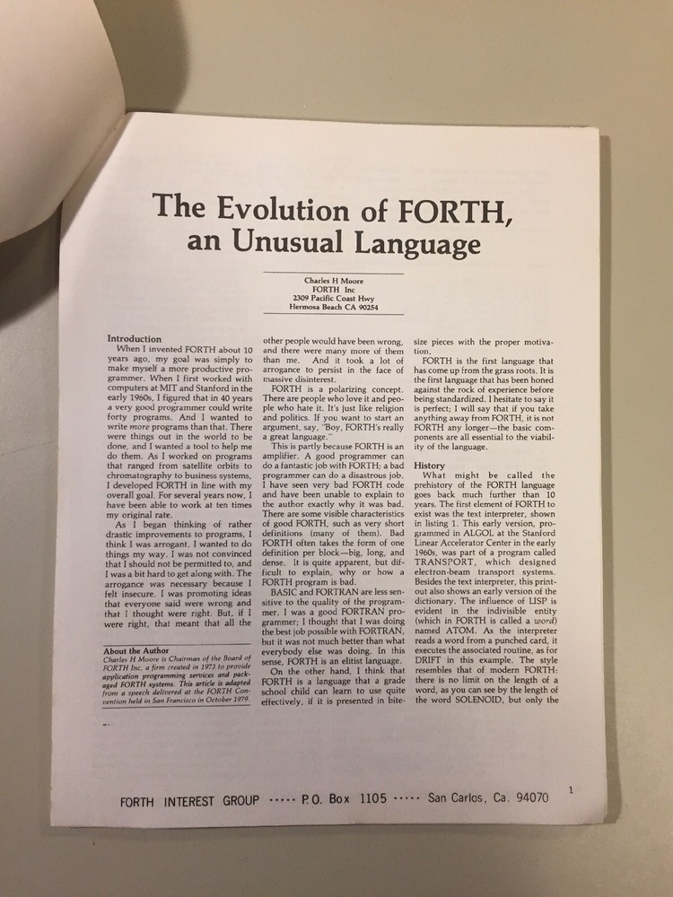 Vintage 1980 Forth Interest Group BYTE Magazine Forth Language Reprints