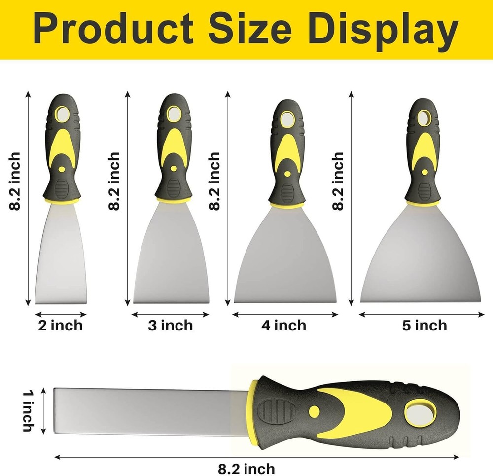 5Pcs Putty Knife Set 1" 2" 3" 4" 5" Scraper Spackle Knife Scraper