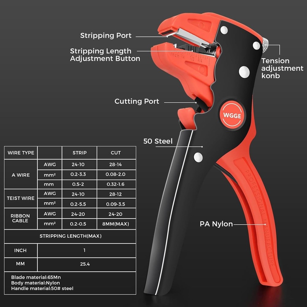 Automatic Wire Stripper and Cutter, 2 in 1 Wire Stripper Tool, Adjustab
