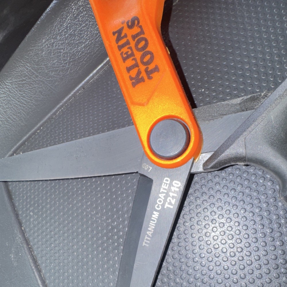 Klein Tools T2110 Titanium Coated Shears Orange Black Plastic Handle