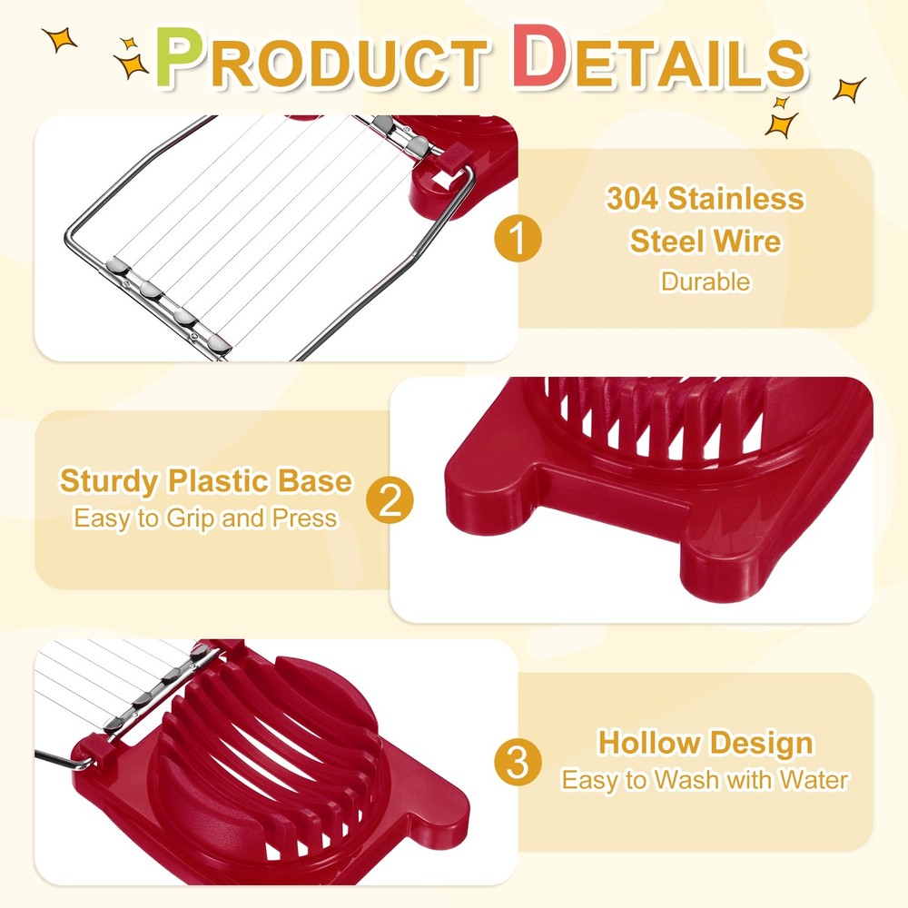 Egg Slicer for Hard Boiled Eggs, Red