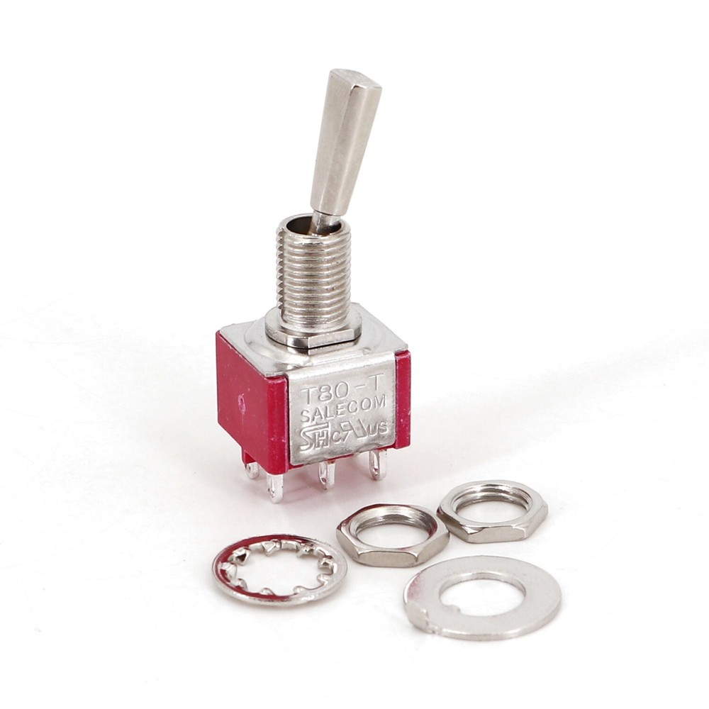 5Pcs SH T8011-U Flat Handle 6Pin ON-ON DPDT 2-Position Mini Toggle Switch