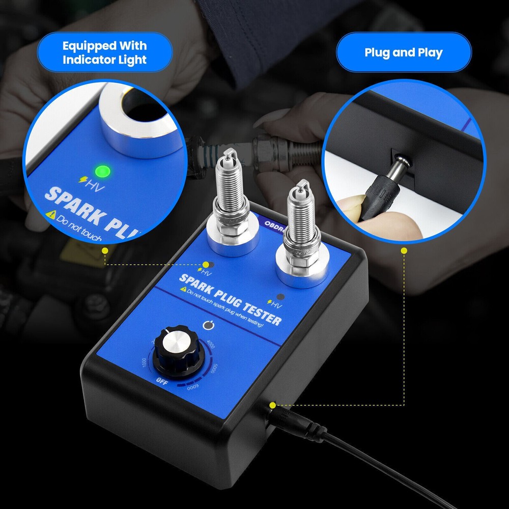 Spark Plug Tester Dual Hole Diagnostic Tool 12V Gasoline Car Ignition Analyzer