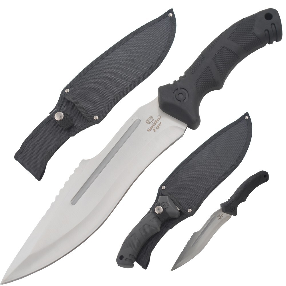15" Tactical Tracker Survival Knife Fixed Rubber Handle with Scabbard