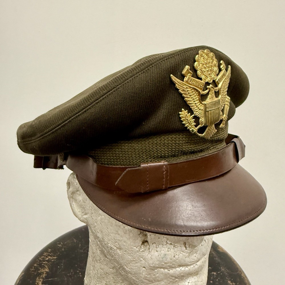 Original WWII US Army True Crusher Visor Hat Named Pilot