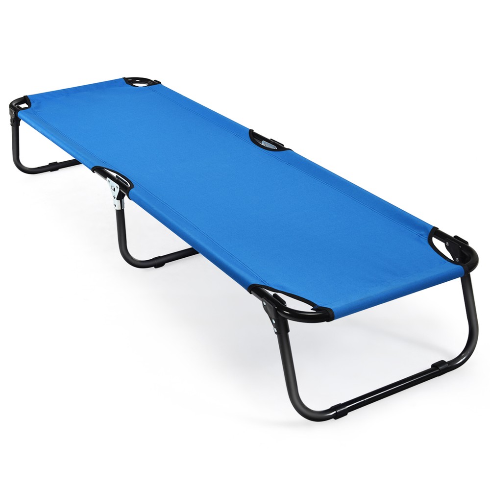 Blue Folding Camping Bed Outdoor Military Cot Sleeping