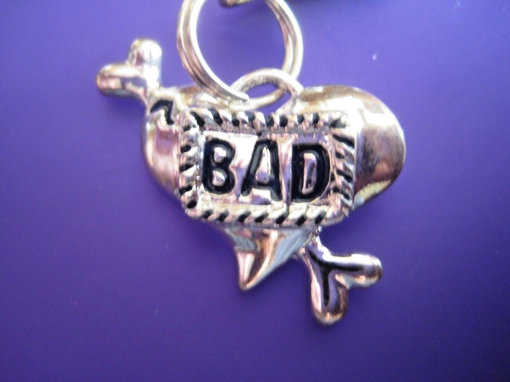 Silver BAD Dog Tag Charm Zipper Pull NEW