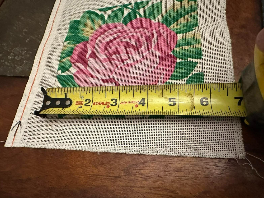 needlepoint canvas R0SE Bud 18 mesh Design 5.75" x 5.75"
