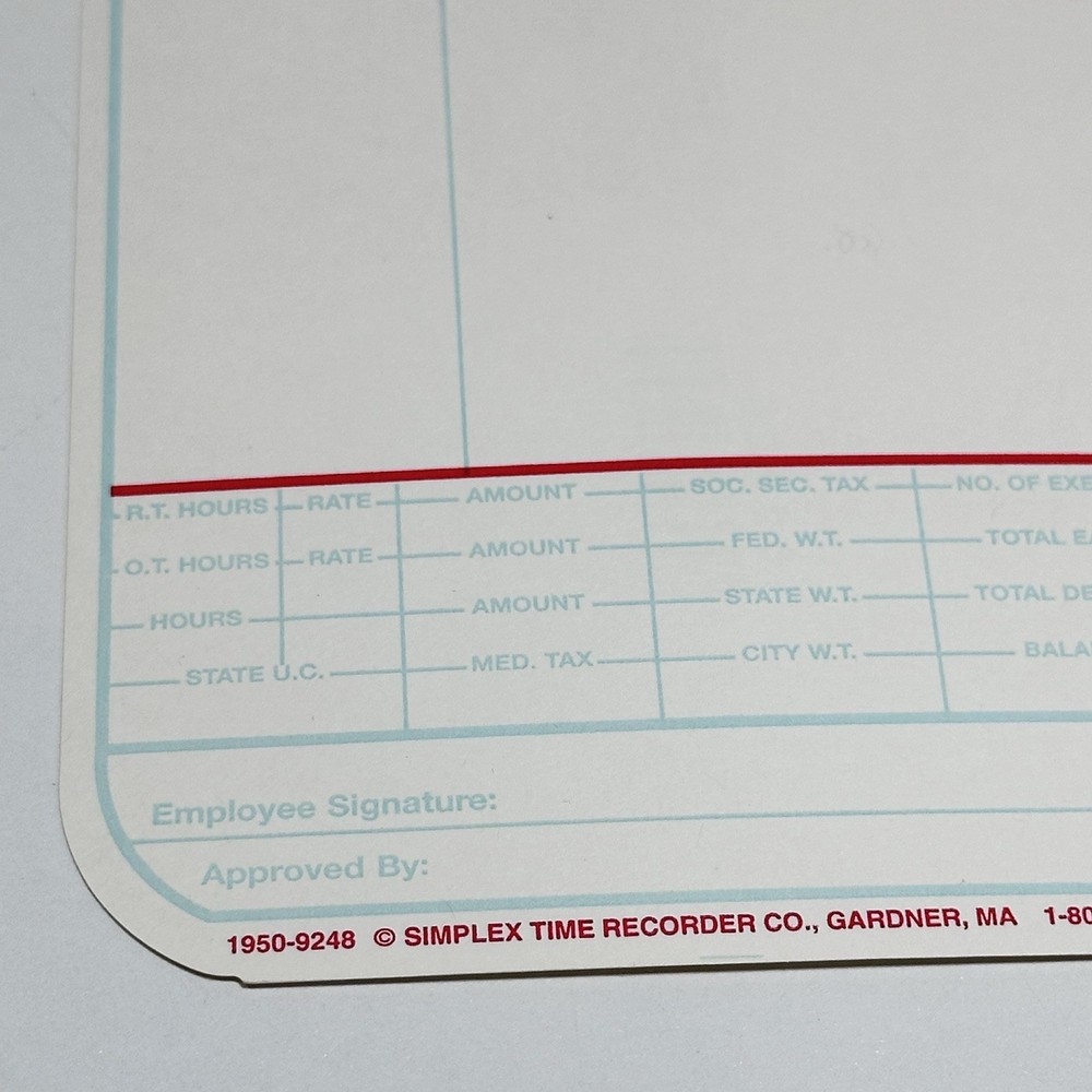 Simplex 1950-9248 Time Cards 1000 Count for Simplex Consecutive Model 1401